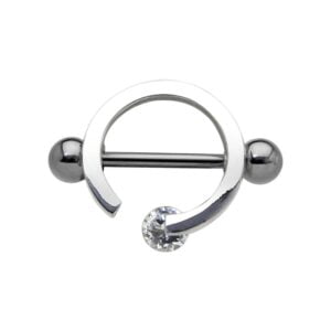 Surgical Steel and Silver Spinning Stone Nipple Rounder - Circle