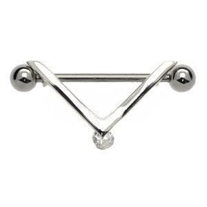 Surgical Steel and Silver Spinning Stone Nipple Rounder - V