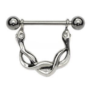 Surgical Steel and Silver Stirrup and Barbell - Snake