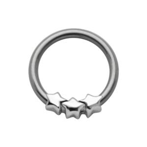 Surgical Steel Ball Closure Ring - Forward Silver Stars