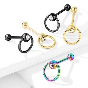 Surgical Steel Barbell Tongue Rings - Black