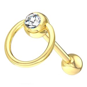 Surgical Steel Barbell Tongue Rings -Gold Plated