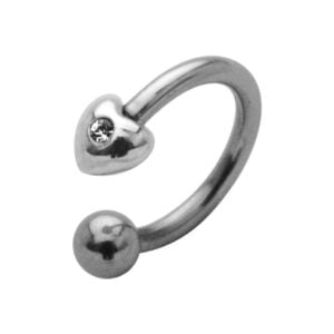 Surgical Steel Circular Barbell - Silver Hearts