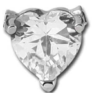Surgical Steel Clip-In Jewelled Heart - Clear
