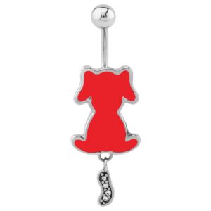 Surgical Steel Coloured Dog Banana Bell - Red