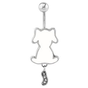 Surgical Steel Coloured Dog Banana Bell - White