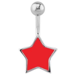 Surgical Steel Coloured Star Banana Bell - Red
