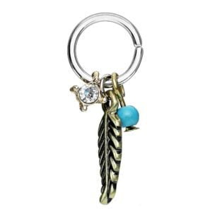 Surgical Steel Continuous Ring with Gold Tribal Dangles