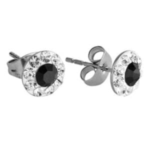 Surgical Steel Crystalline Jewelled Ear Studs - Black