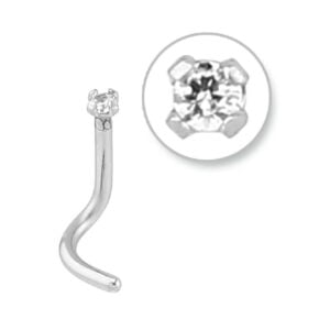 Surgical Steel Curved Crystal Jewelled Nose Stud
