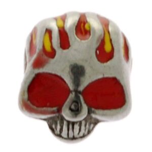 Surgical Steel Enamelled Threaded Skull - Red