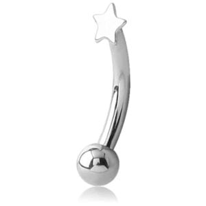 Surgical Steel Eyebrow Banana Bell - Single Star <span class="custom_location">- 10A08UK</span>
