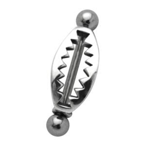Surgical Steel Eyebrow Barbell - Silver Teeth