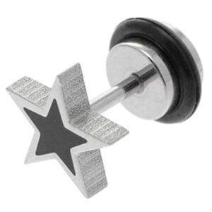 Surgical Steel Fake Flesh Plug - Black Star