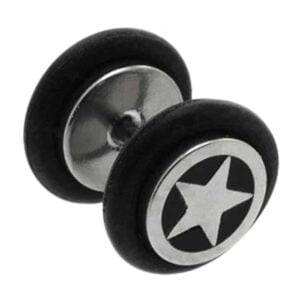 Surgical Steel Fake Plug - Star Inlay