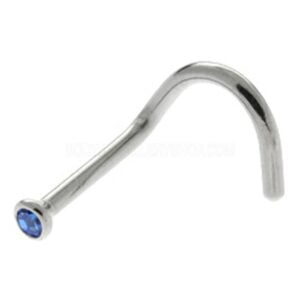 Surgical Steel Flat Jewel Nose Stud - Blue