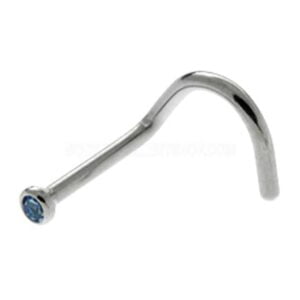Surgical Steel Flat Jewel Nose Stud - Light Blue