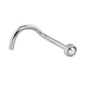 Surgical Steel Flat Stone Jewelled Curved Nose Stud - Crystal AB