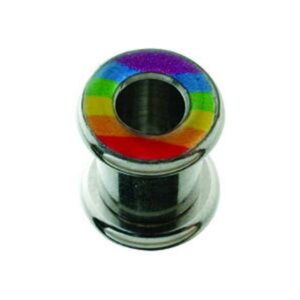 Surgical Steel Halo Flesh Tunnel - Multi Rainbow