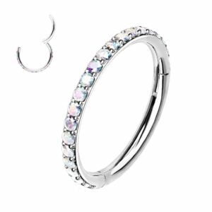 Surgical Steel Hinged Segment Ring with AB Crystals