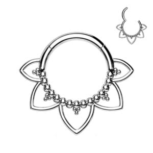Surgical Steel Hinged Segment Rings with Filigree - Silver