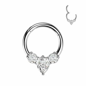 Surgical Steel Hinged Segment with CZ Jewels
