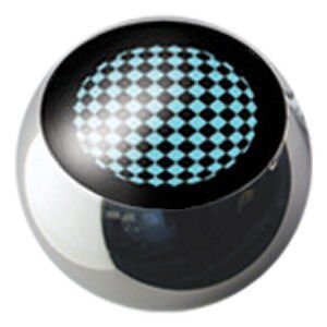 Surgical Steel Ikon Clip-In Ball - Black Squares on Light Blue