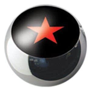 Surgical Steel Ikon Clip-In Ball - Red Star on Black