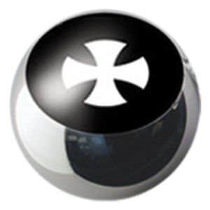 Surgical Steel Ikon Clip-In Ball - White Cross on Black