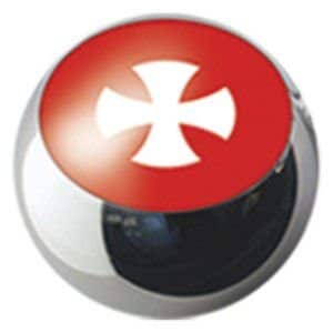 Surgical Steel Ikon Clip-In Ball - White Cross on Red
