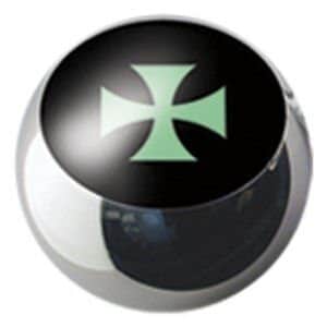 Surgical Steel Ikon Threaded Balls - Green Cross on Black