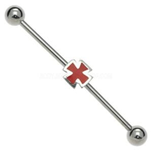 Surgical Steel Industrial Scaffold Barbell - Cross