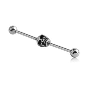 Surgical Steel Industrial Scaffold Barbell - Skull