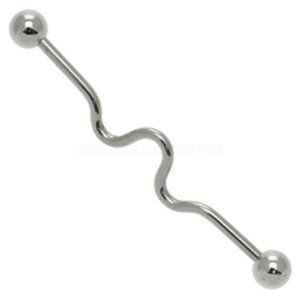 Surgical Steel Industrial Scaffold Barbell - Wave