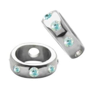 Surgical Steel Jewelled Ball Shields - Light Blue