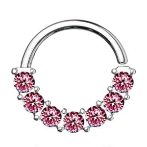 Surgical Steel Jewelled Bendable Ring - Pink
