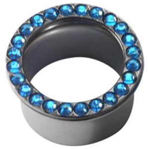 Surgical Steel Jewelled Flared Eyelet - Light Blue