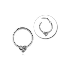 Surgical Steel Jewelled Heart Hinged Septum Ring