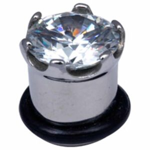 Surgical Steel Jewelled Plug - Clear Crown Jewel