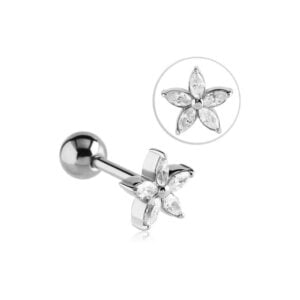 Surgical Steel Jewelled Prong Set Barbell - Crystal