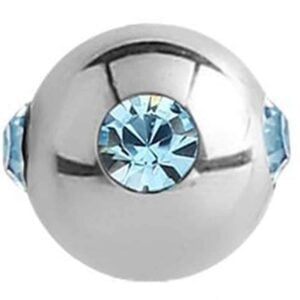Surgical Steel Threaded Jewelled Satellite Micro Ball - Light Blue