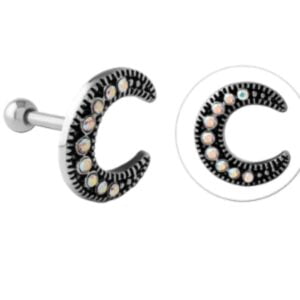 Surgical Steel Jewelled Tragus Crescent