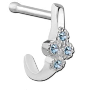 Surgical Steel Jewelled Wrap Around Nose Bone - Aqua
