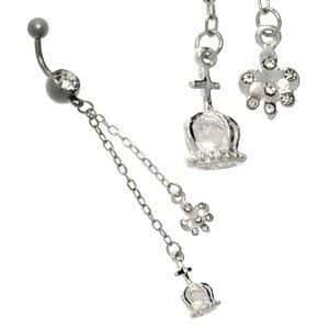 Surgical Steel Kitten Bell Navel Banana Bell - Crystal Crown