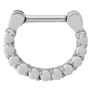 Surgical Steel Opal Jewelled Septum Ring - White