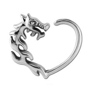 Surgical Steel Open Heart Continuous Ring - Right Dragon