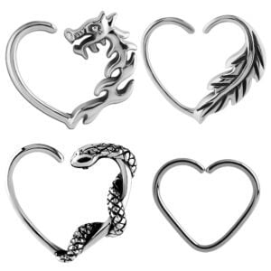 Surgical Steel Open Heart Continuous Rings - Left Set