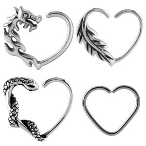 Surgical Steel Open Heart Continuous Rings - Right Set