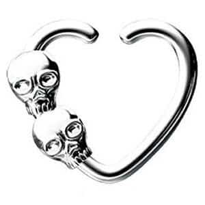 Surgical Steel Open Heart Seamless Ring - Skulls