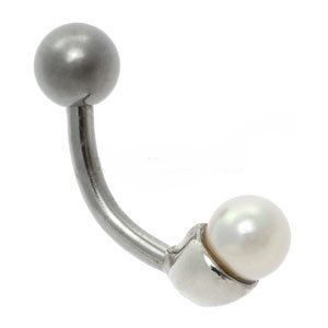 Surgical Steel Pearl Belly Bar - Mini